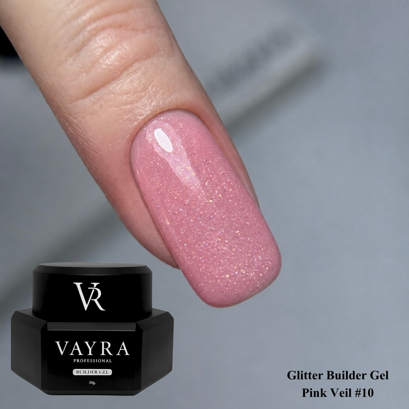 Glitter Builder Gel - Pink Veil #10, 30 гр.