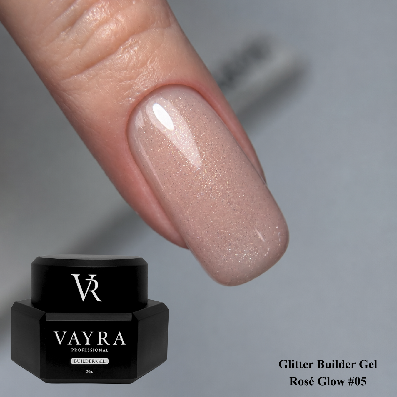 Glitter Builder Gel - Rosé Glow #05, 30 гр.