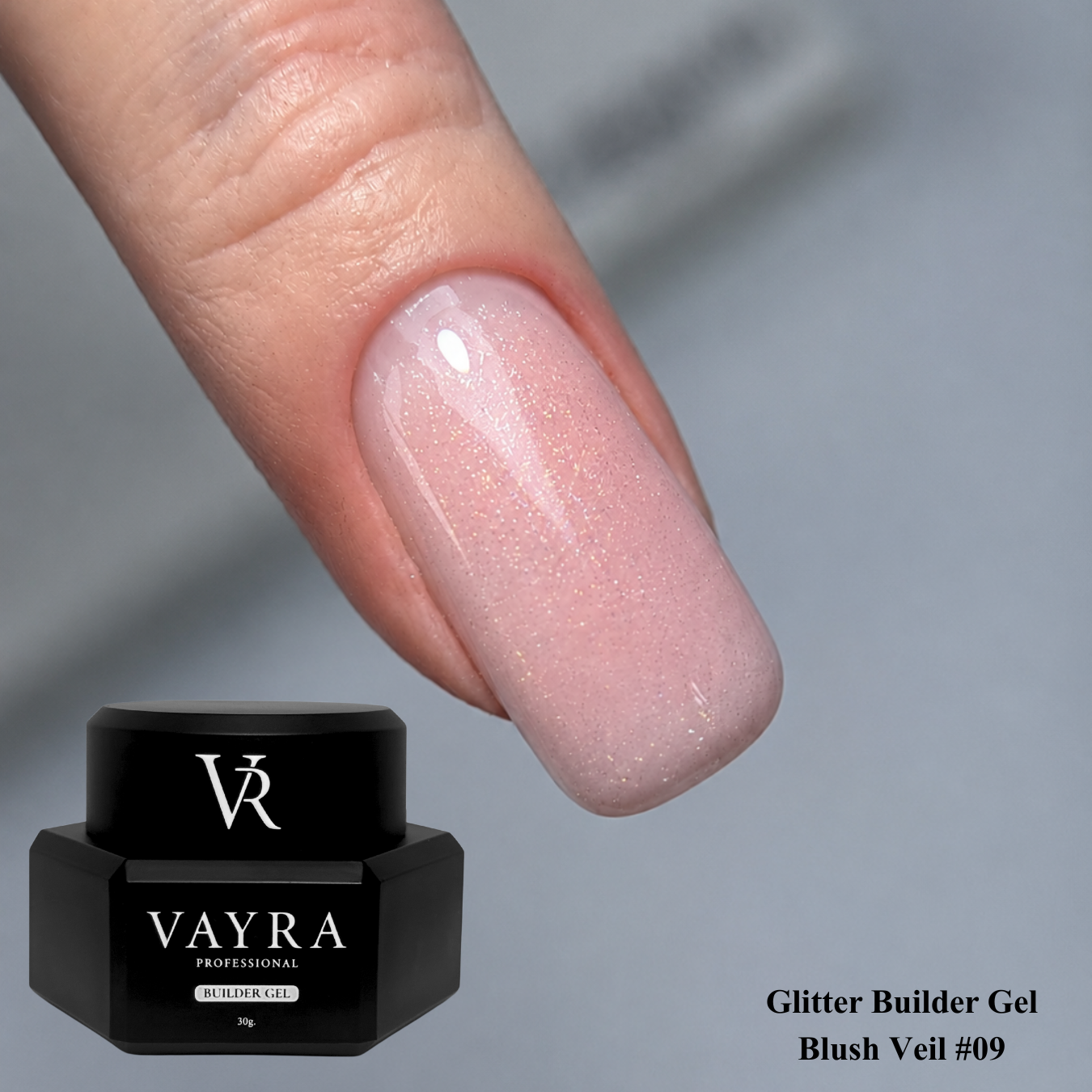 Glitter Builder Gel - Blush Veil  #09, 30 гр.